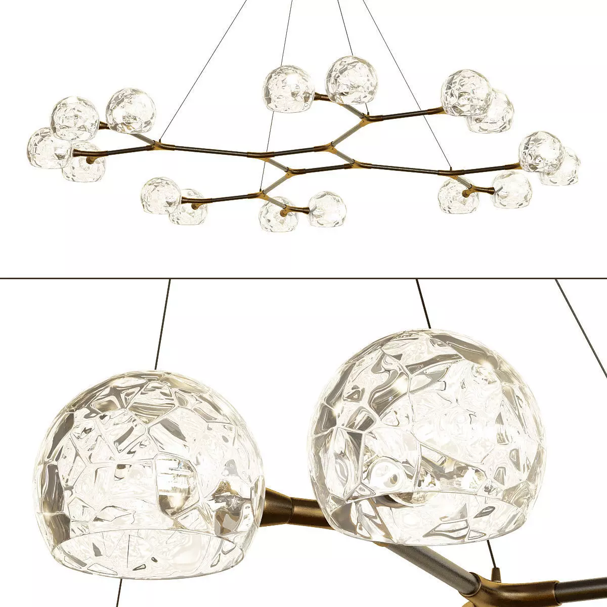 Horus chandelier with balls hanging from it 3D model_0