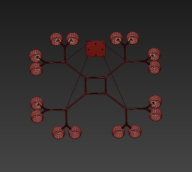 Horus chandelier with balls hanging from it 3D model_3