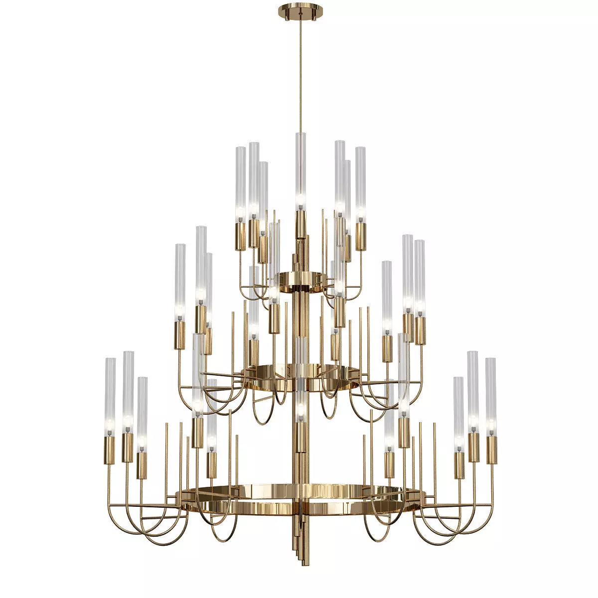 Luxxu chandelier in brass and glass 3D model_0