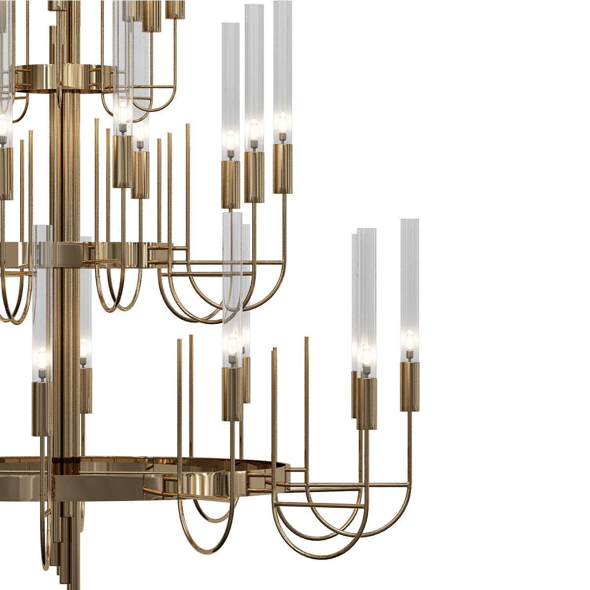 Luxxu chandelier in brass and glass 3D model_1