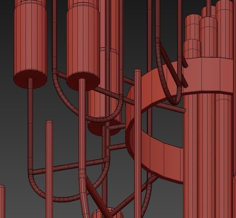 Luxxu chandelier in brass and glass 3D model_8