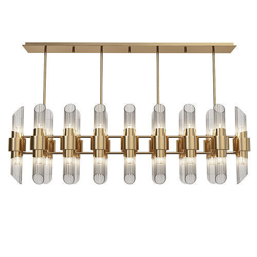 Tycho modern chandelier in brass and clear glass 3D model
