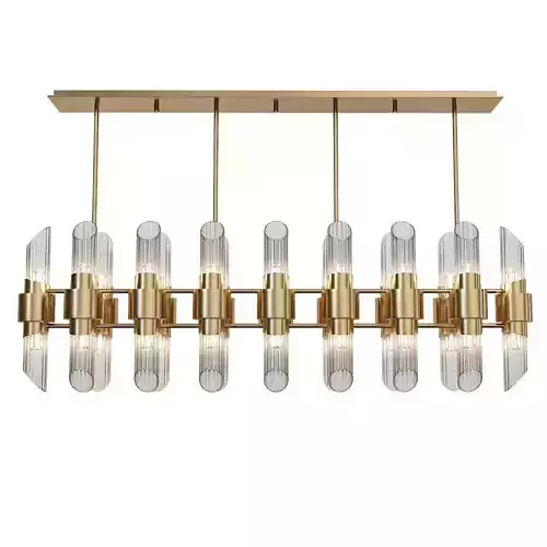 Tycho modern chandelier in brass and clear glass