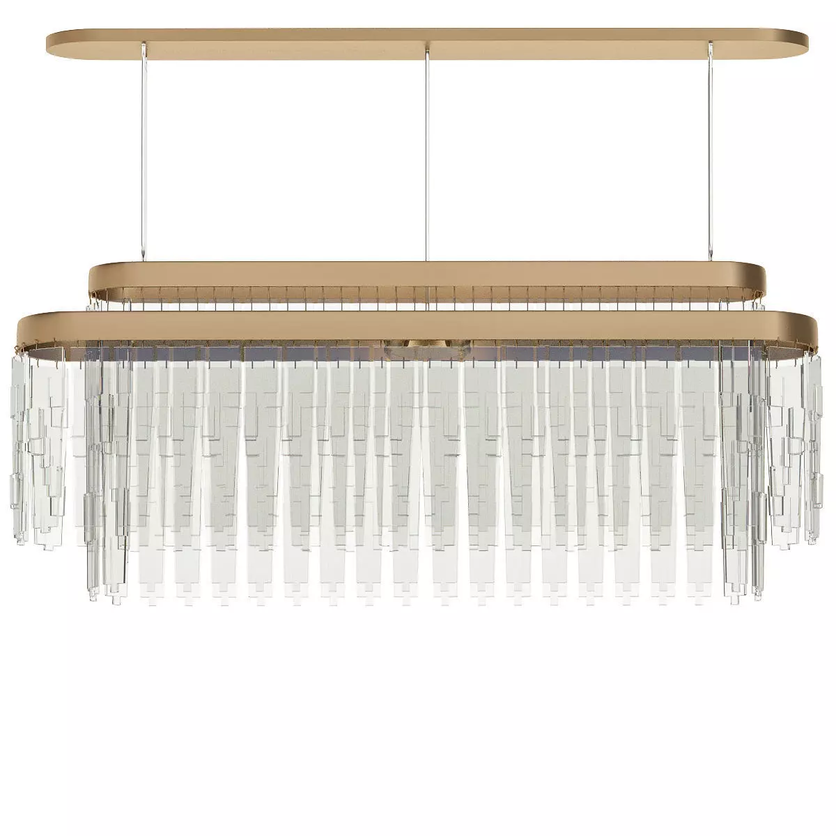 Babel chandelier with clear glass and brass rods 3D model