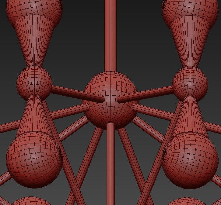 Lampara brass chandelier with glass balls 3D model_5