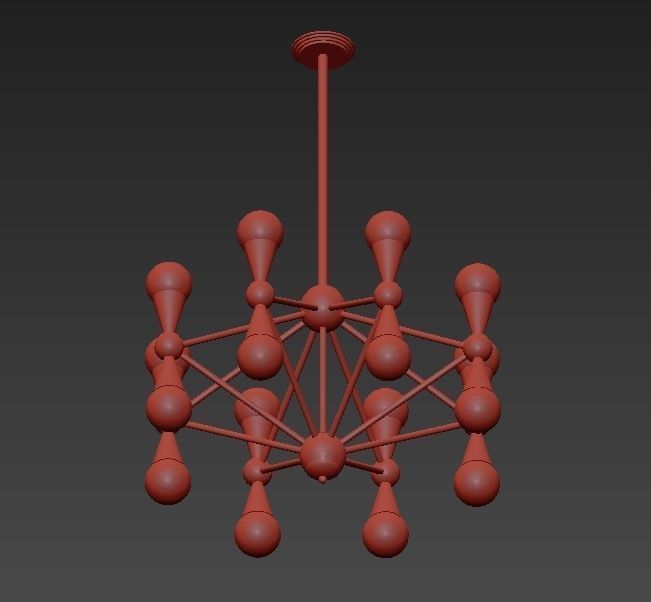 Lampara brass chandelier with glass balls 3D model_2