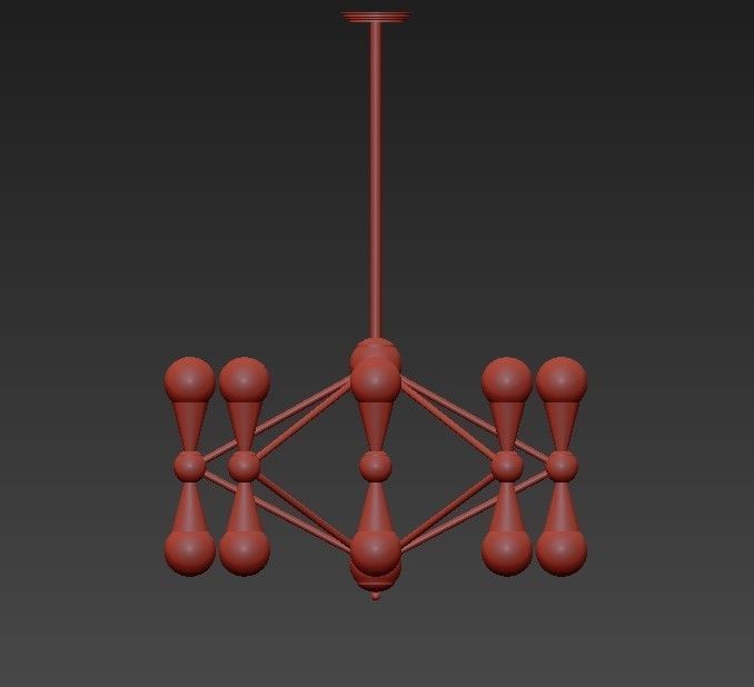 Lampara brass chandelier with glass balls 3D model_1