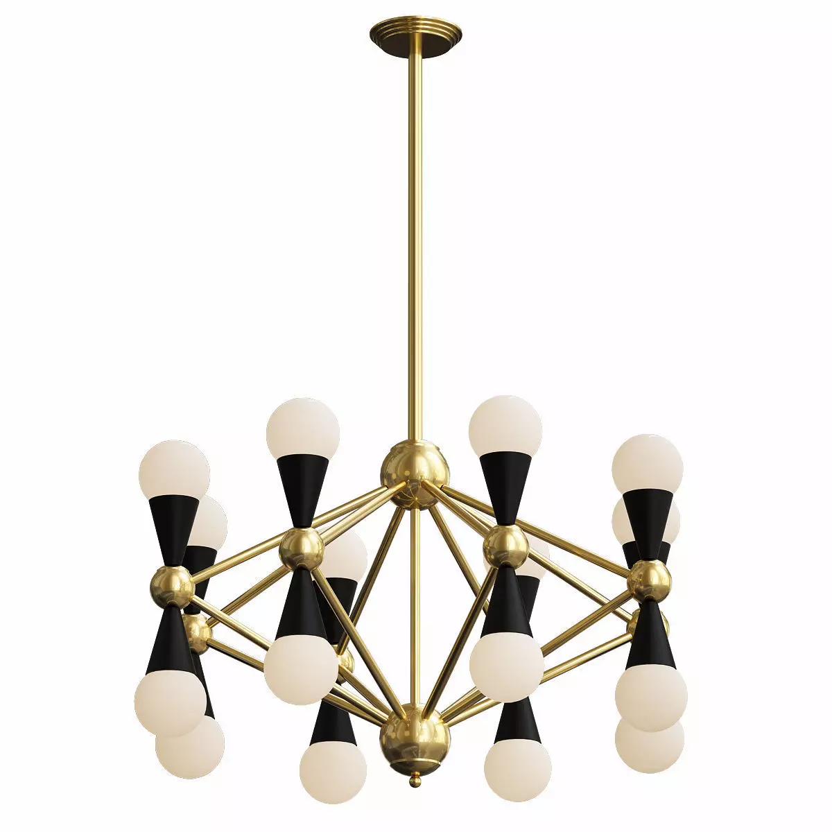 Lampara brass chandelier with glass balls 3D model_0