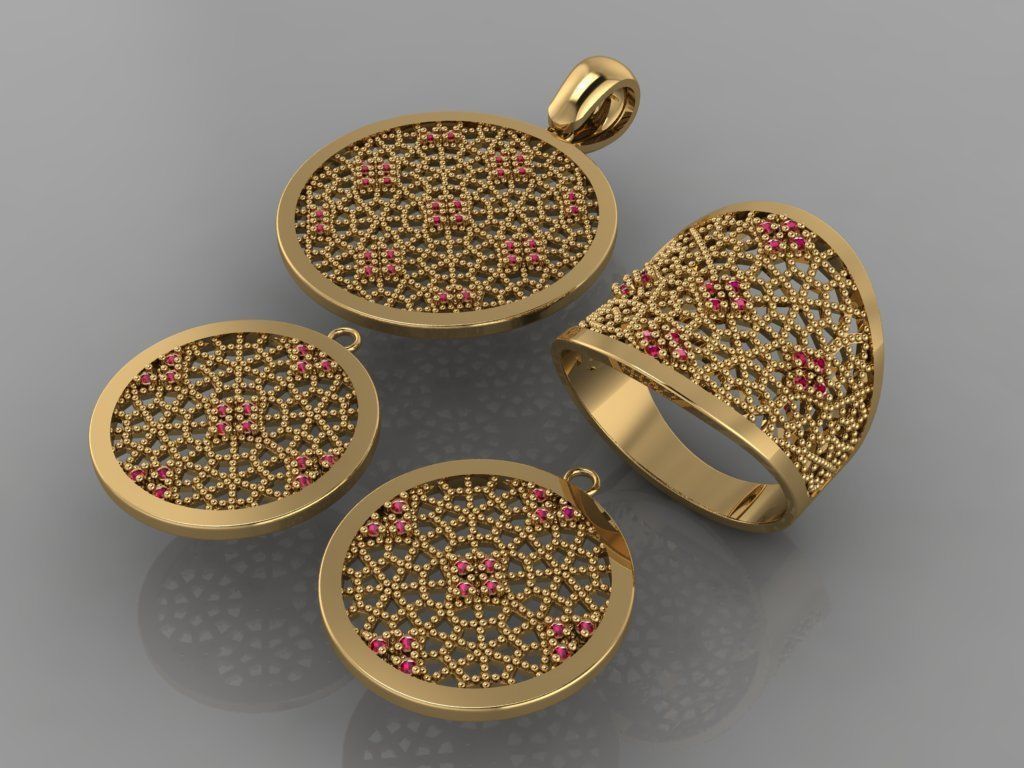 GC GOLD M0070- Diamond gold set  3D print model_1