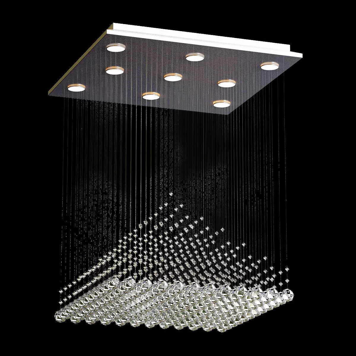 Hanging modern chandelier with crystals from it 3D model_0