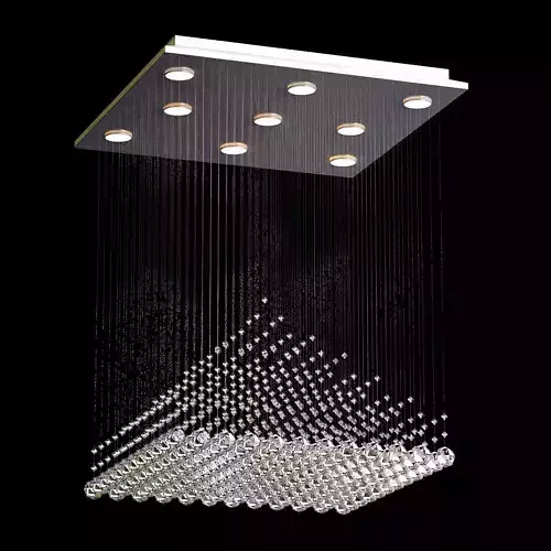 Hanging modern chandelier with crystals from it