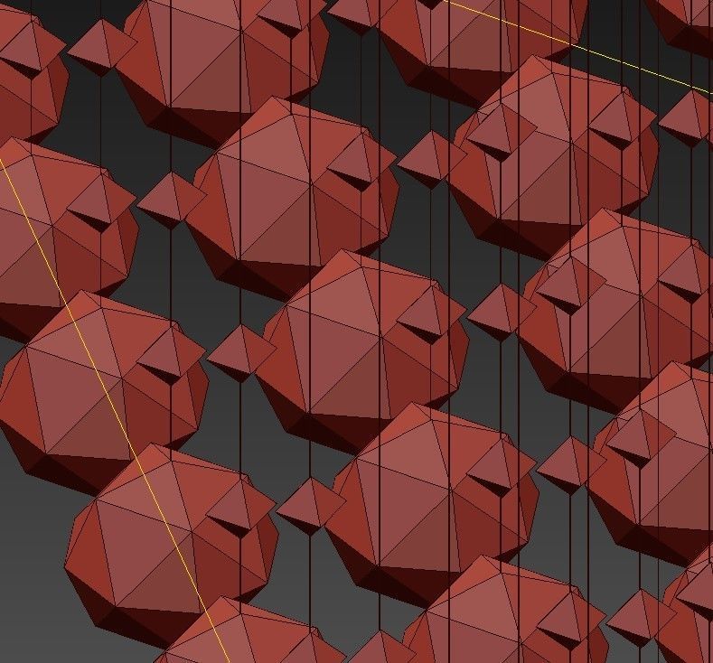 Hanging modern chandelier with crystals from it 3D model_4