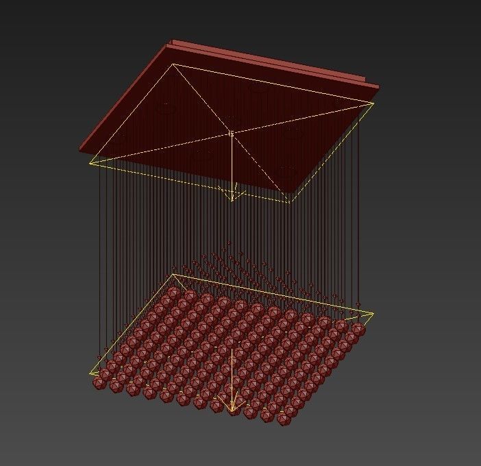 Hanging modern chandelier with crystals from it 3D model_1