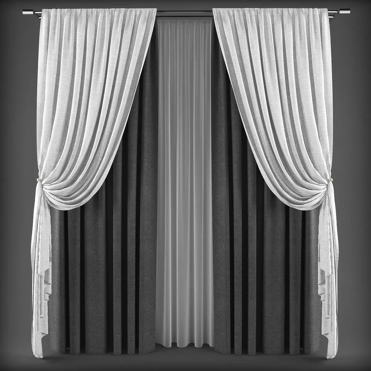 Curtain 3D curtains Low-poly 3D model_0