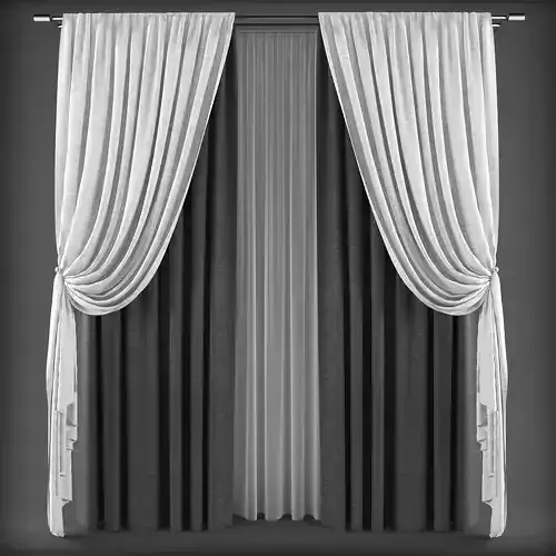 Curtain 3D curtains Low-poly 3D model