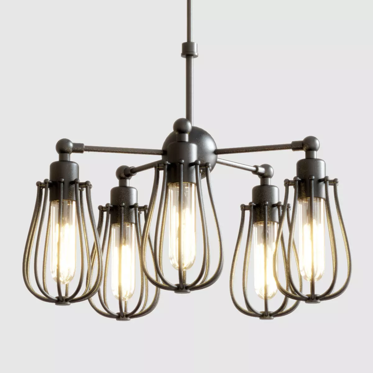 Industrial cage chandelier 3D model_0