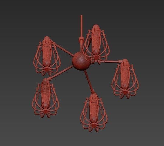 Industrial cage chandelier 3D model_1
