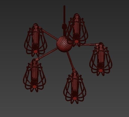 Industrial cage chandelier 3D model_2