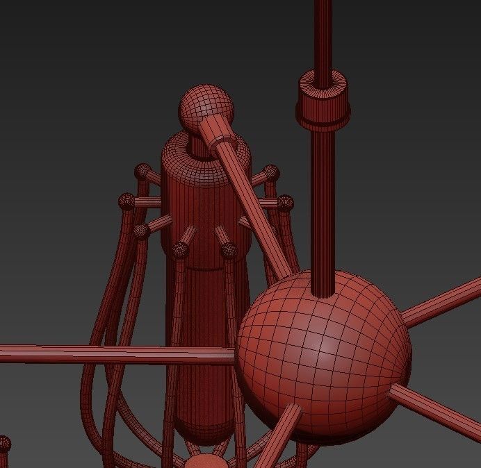 Industrial cage chandelier 3D model_4