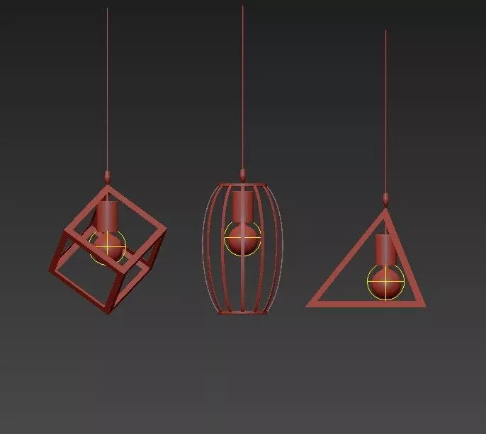 Lampe three pendant lights hanging from metal frame 3D model