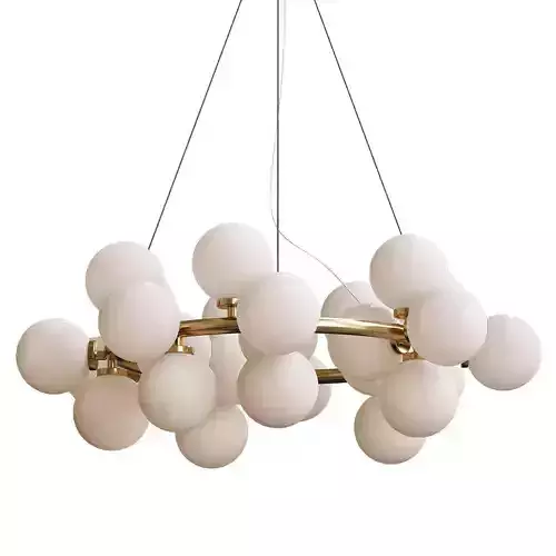 Bubble chandelier with balls hanging from it