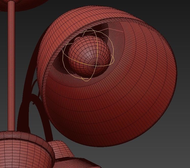 Lustra three light ceiling fixture with glass shades 3D model_5