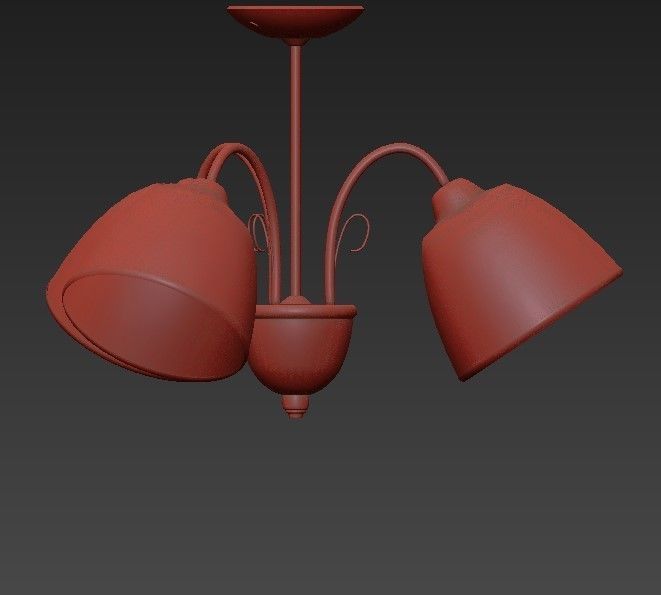 Lustra three light ceiling fixture with glass shades 3D model_1