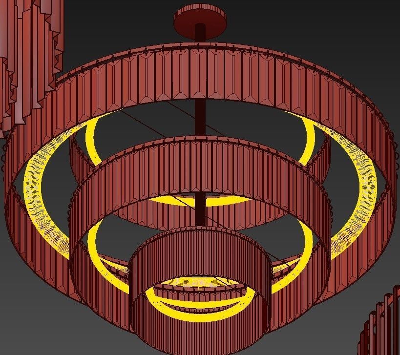 Emile four different chandeliers in gold and brass 3D model_6