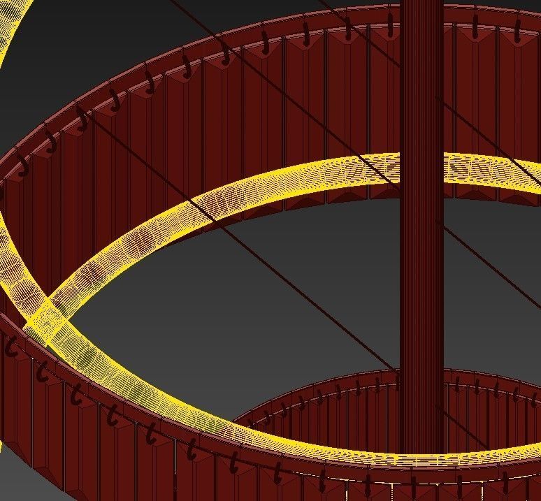 Emile four different chandeliers in gold and brass 3D model_9