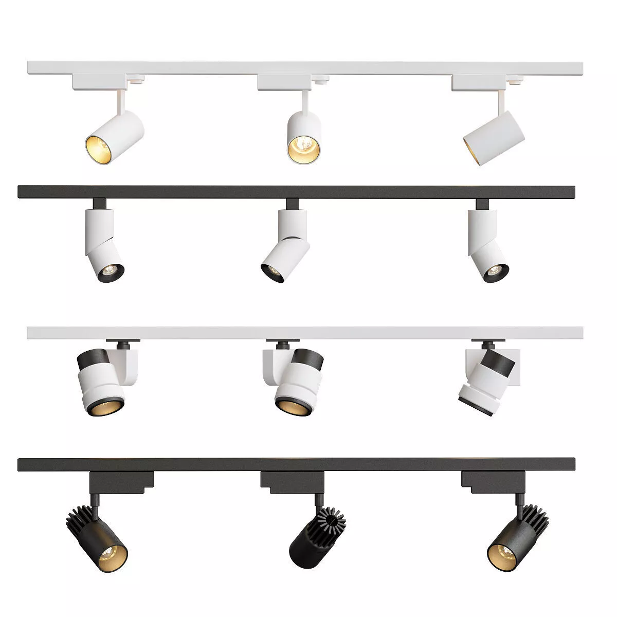Brilliant four different track lights 3D model