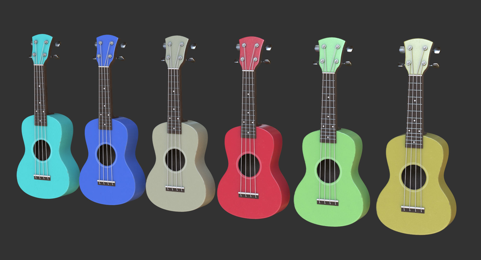 Cartoon Ukulele 3D model_8