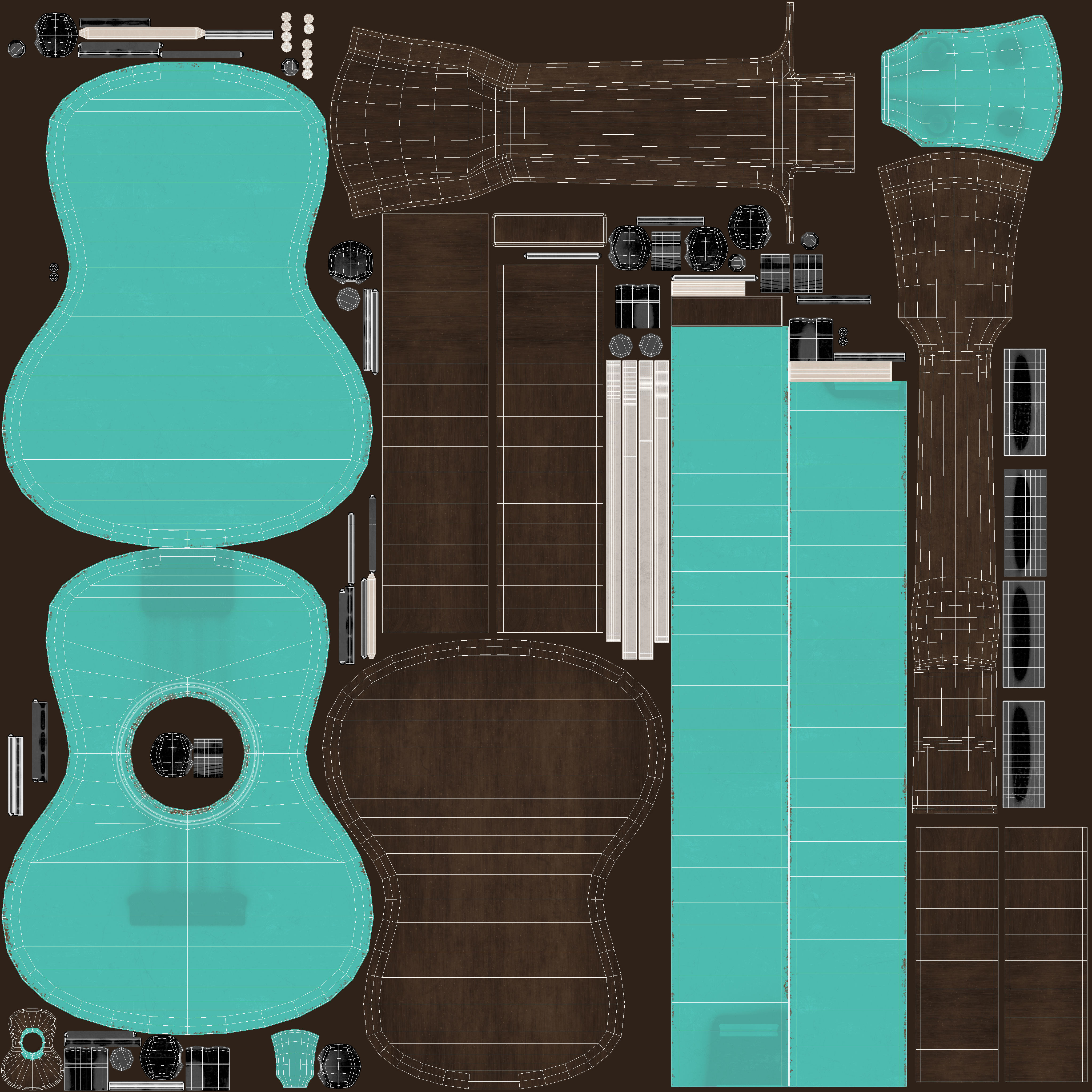 Cartoon Ukulele 3D model_23