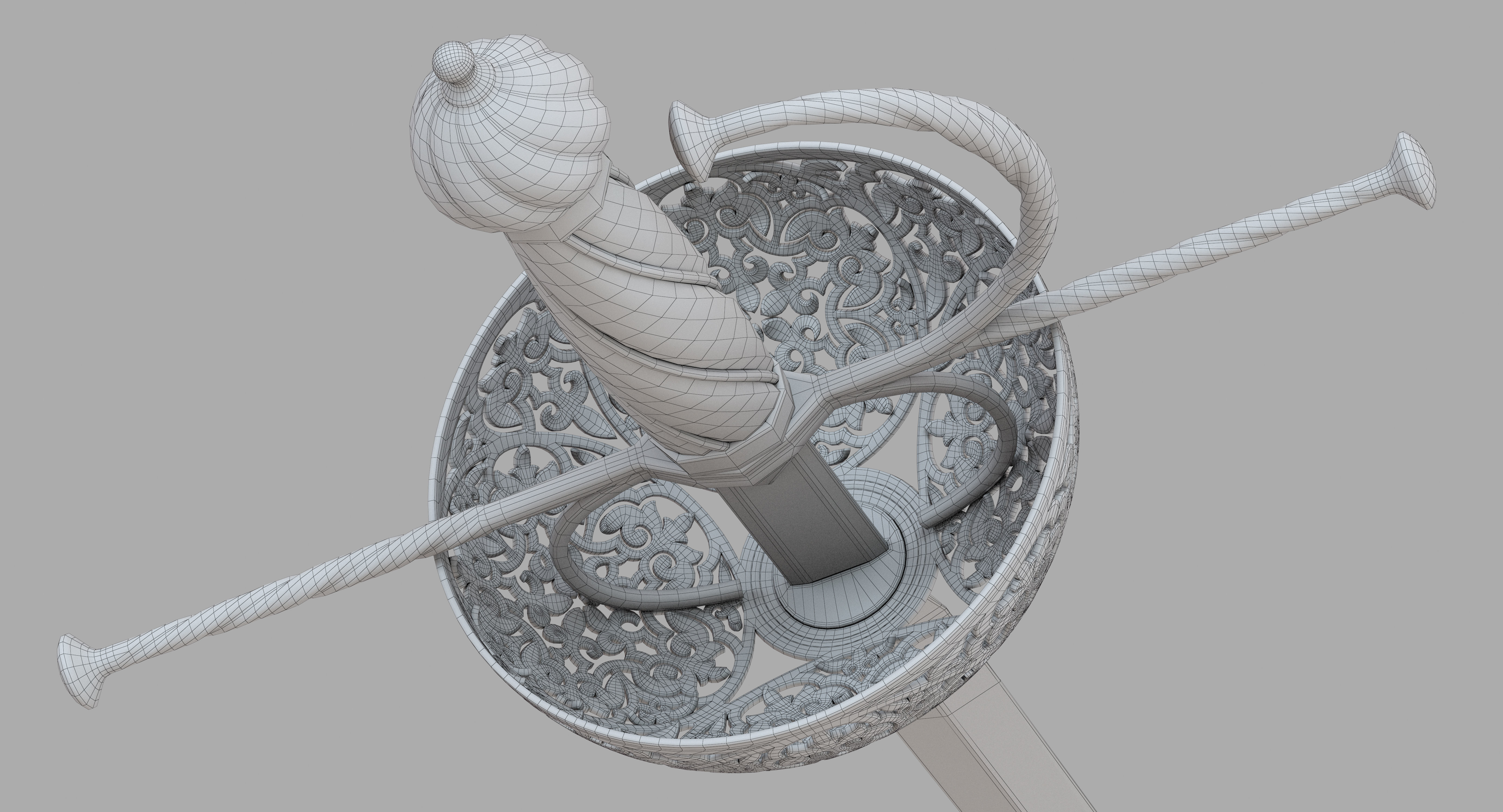 Rapier medieval sword 3D model_10