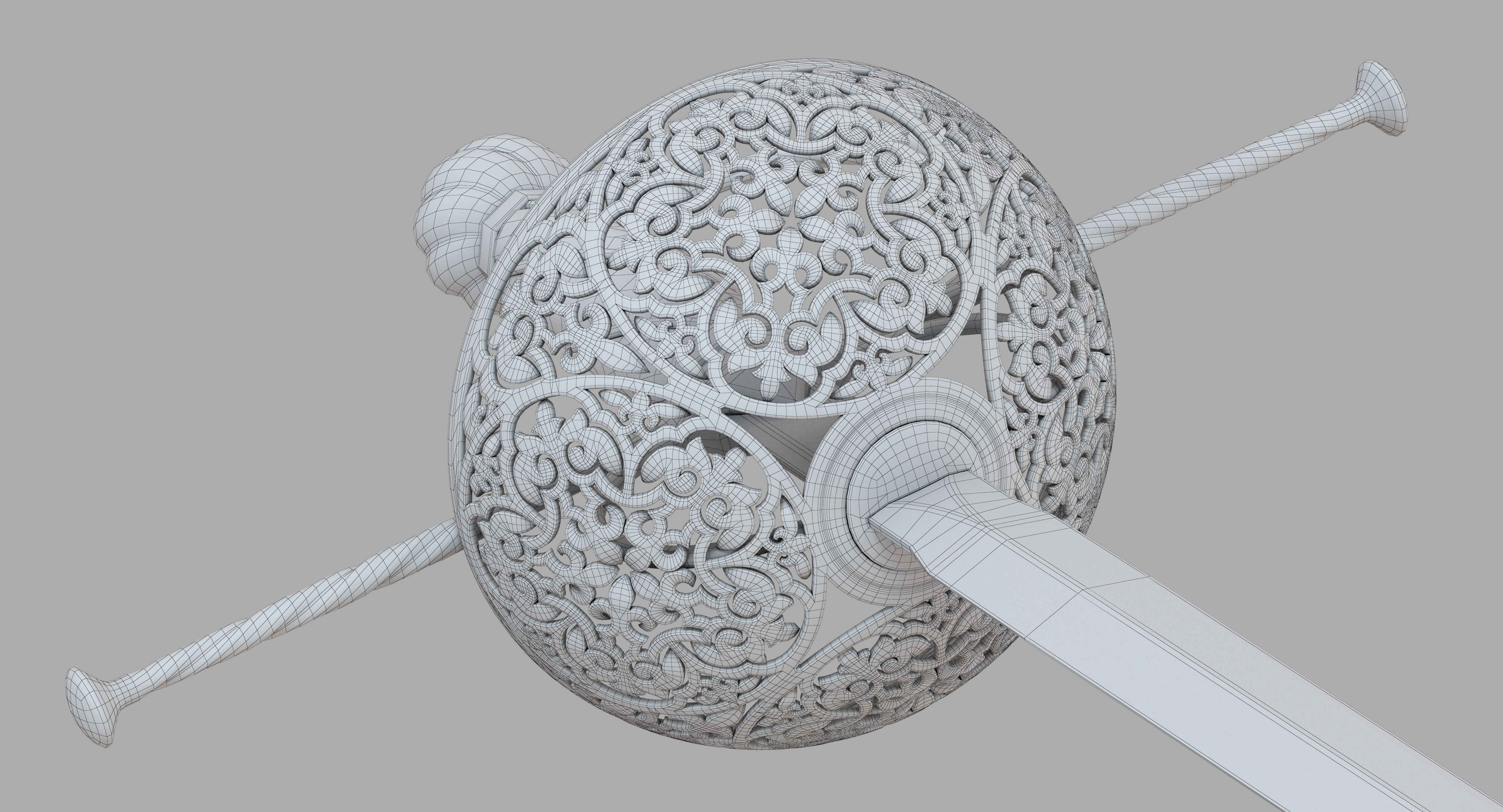 Rapier medieval sword 3D model_11