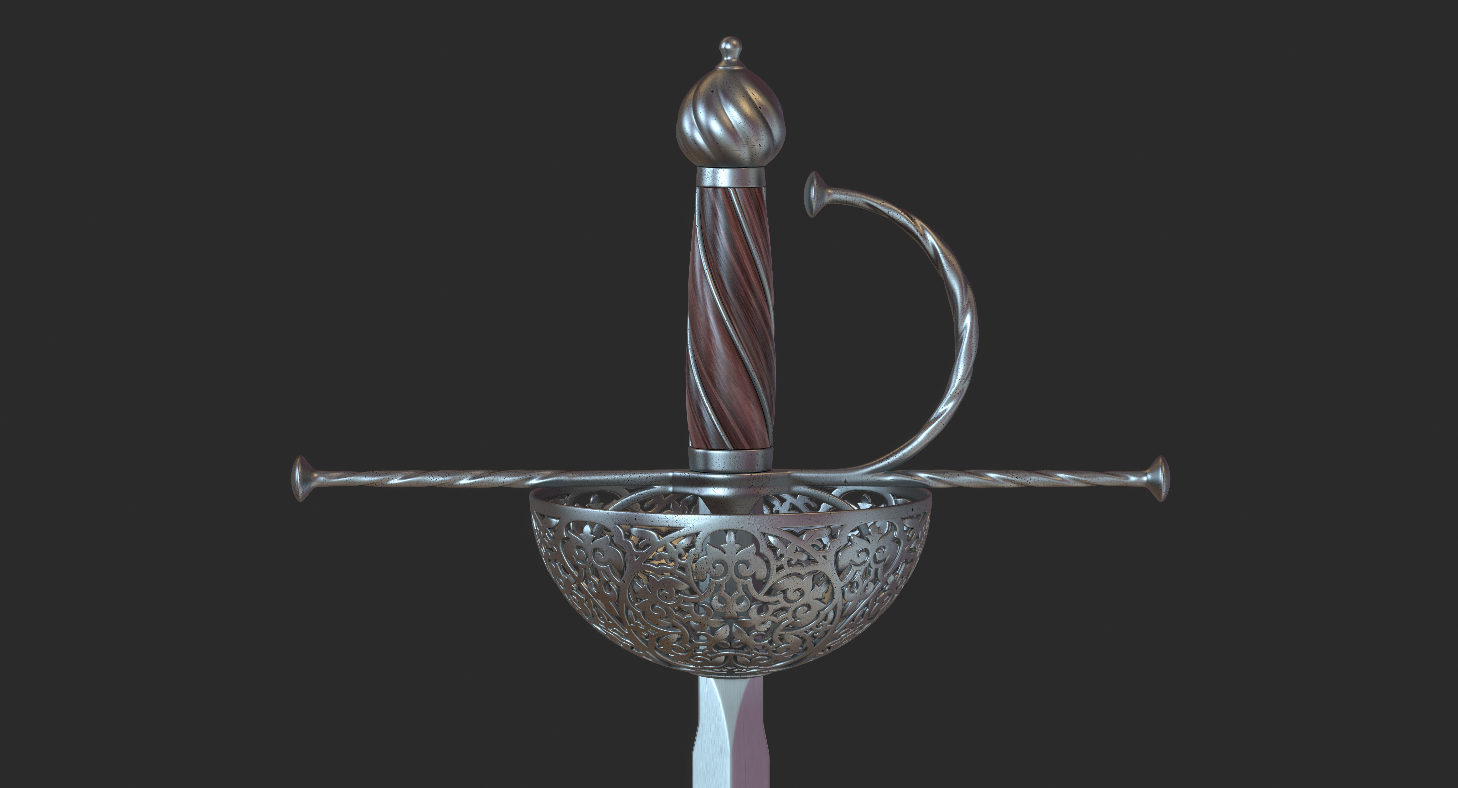 Rapier medieval sword 3D model_2