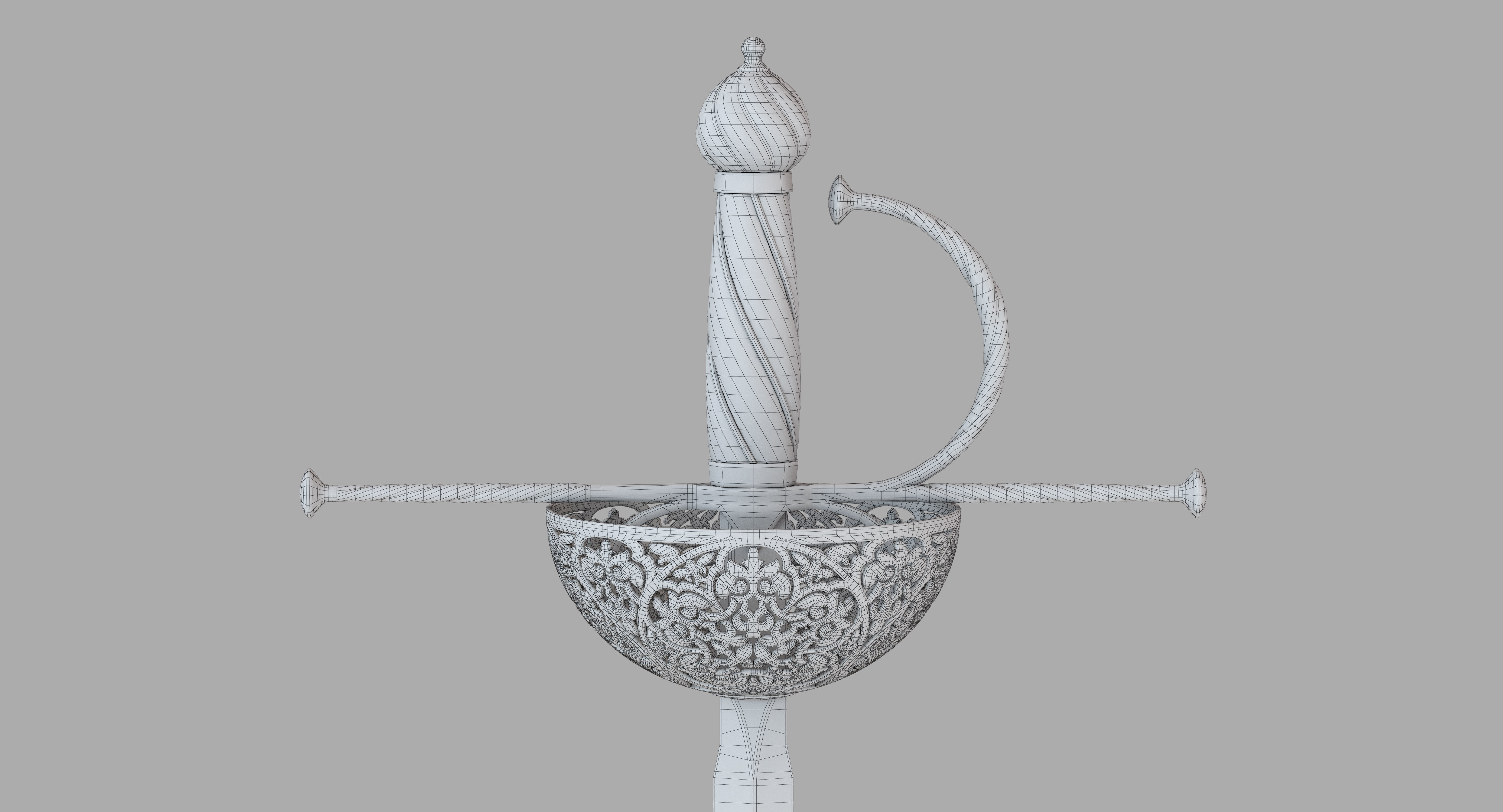 Rapier medieval sword 3D model_8