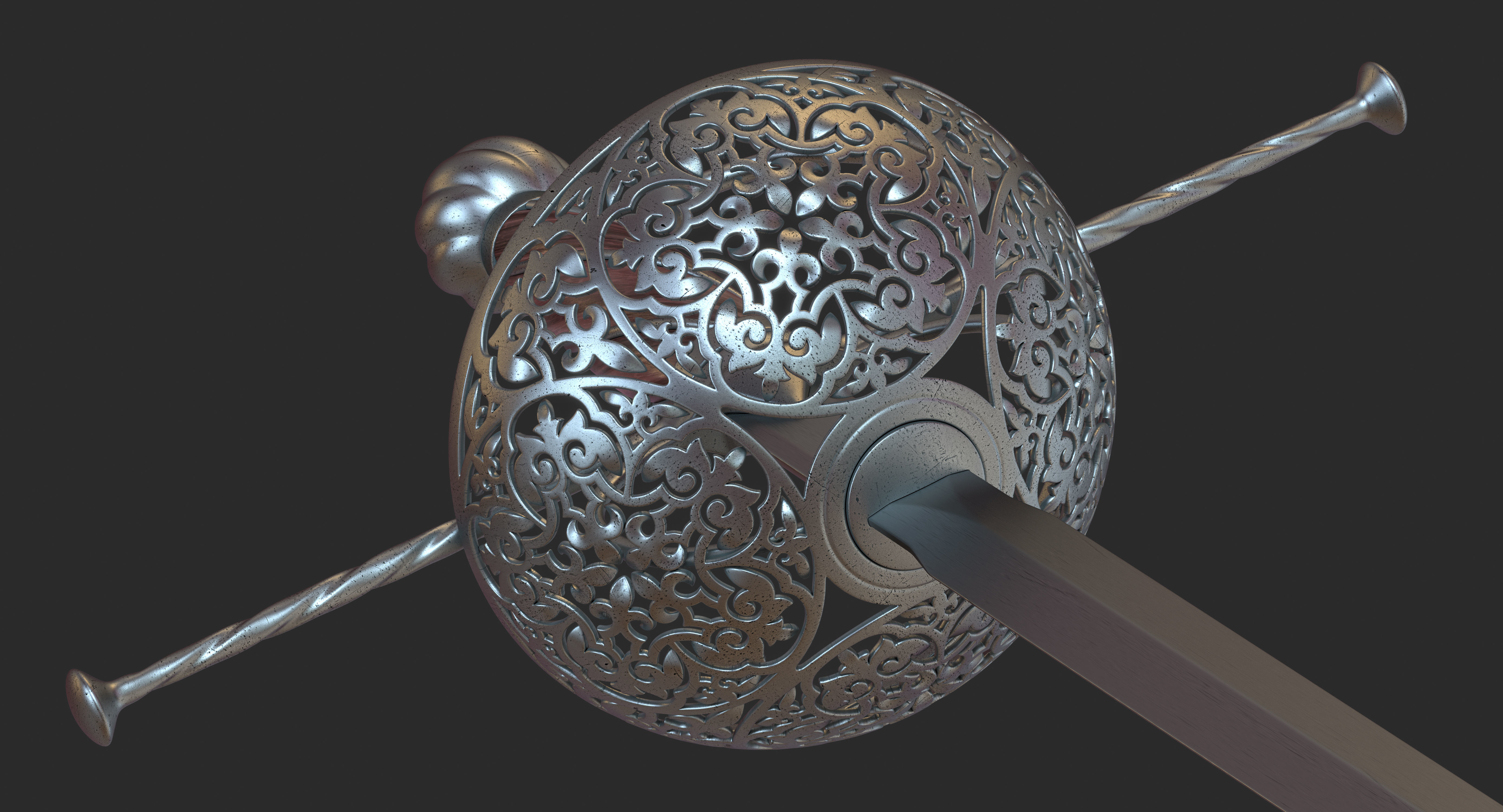 Rapier medieval sword 3D model_5