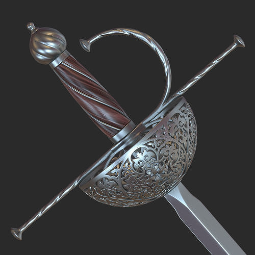 Rapier medieval sword 3D model