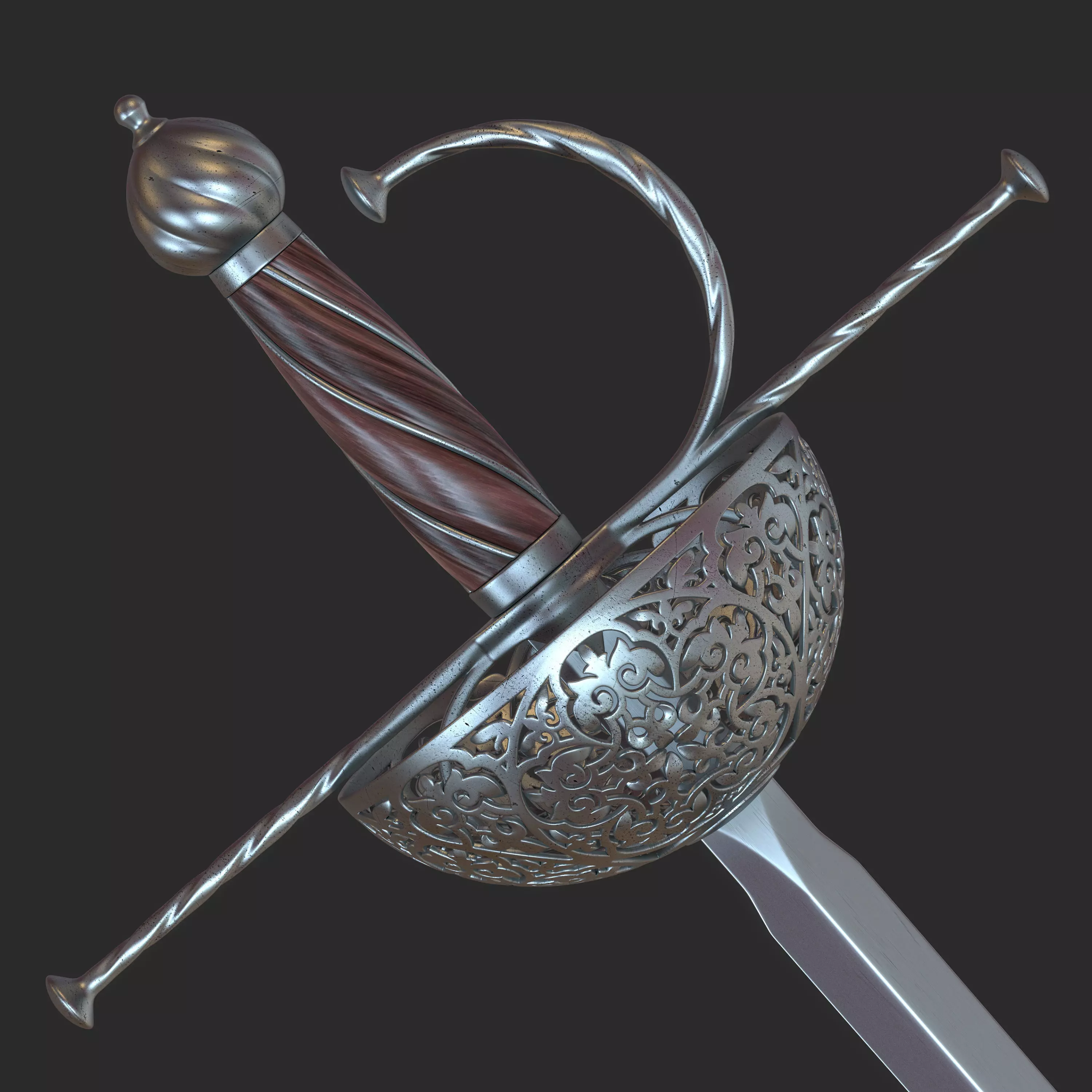 Rapier medieval sword 3D model_0