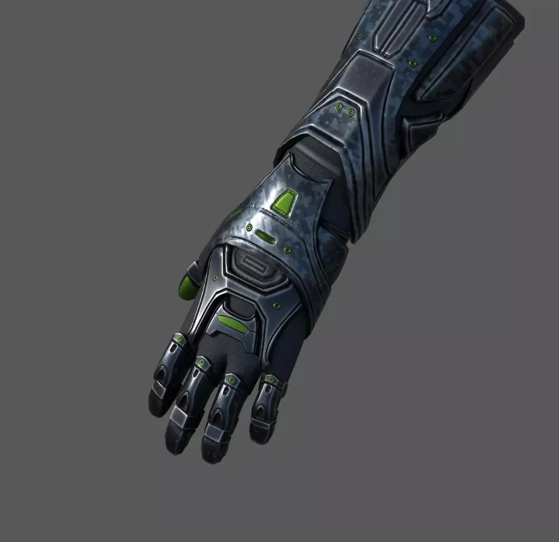 Gloves Scifi military combat soldier armor Low-poly 3D model_0