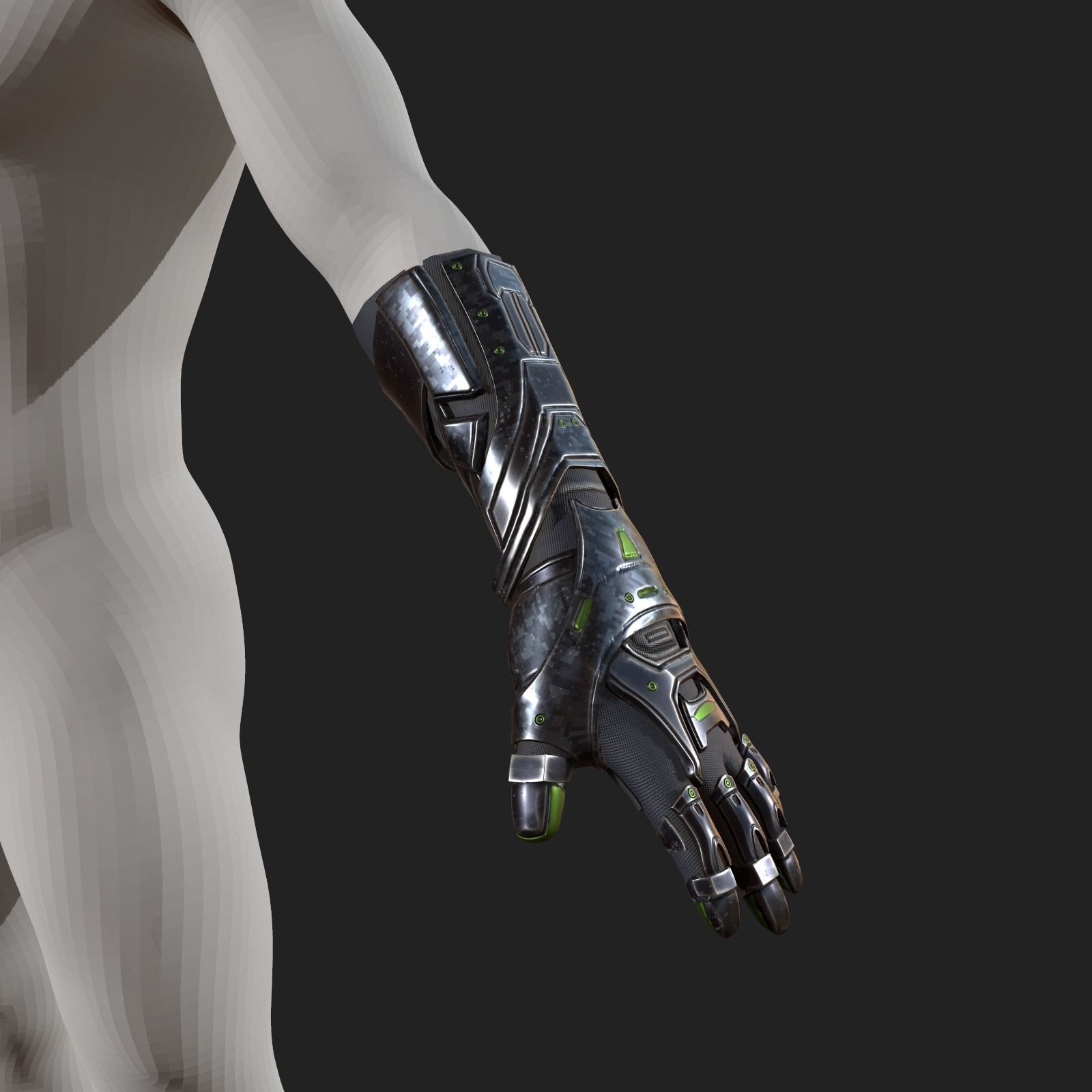 Gloves Scifi military combat soldier armor Low-poly 3D model_4