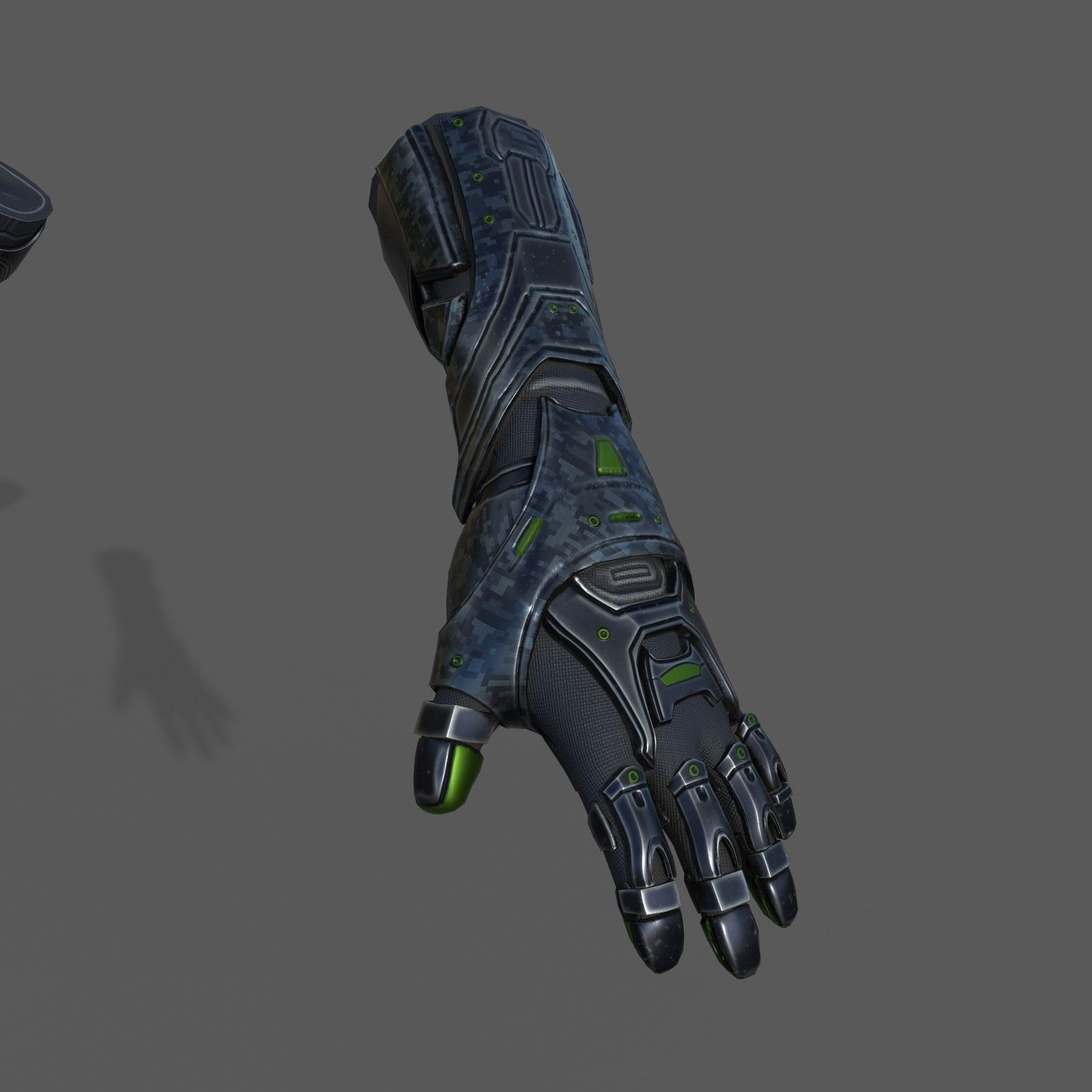 Gloves Scifi military combat soldier armor Low-poly 3D model_1