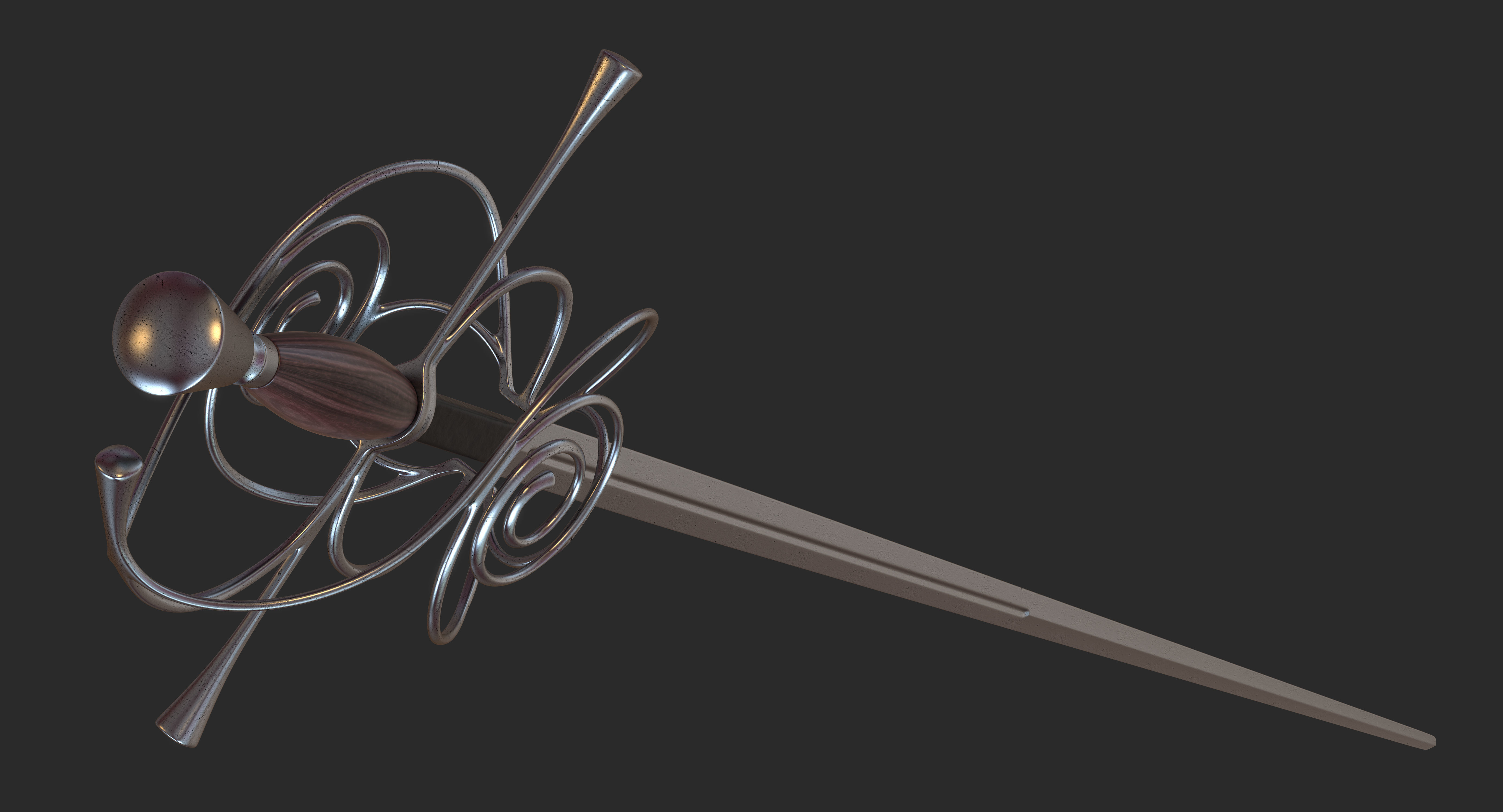 Rapier sword 3D model_4