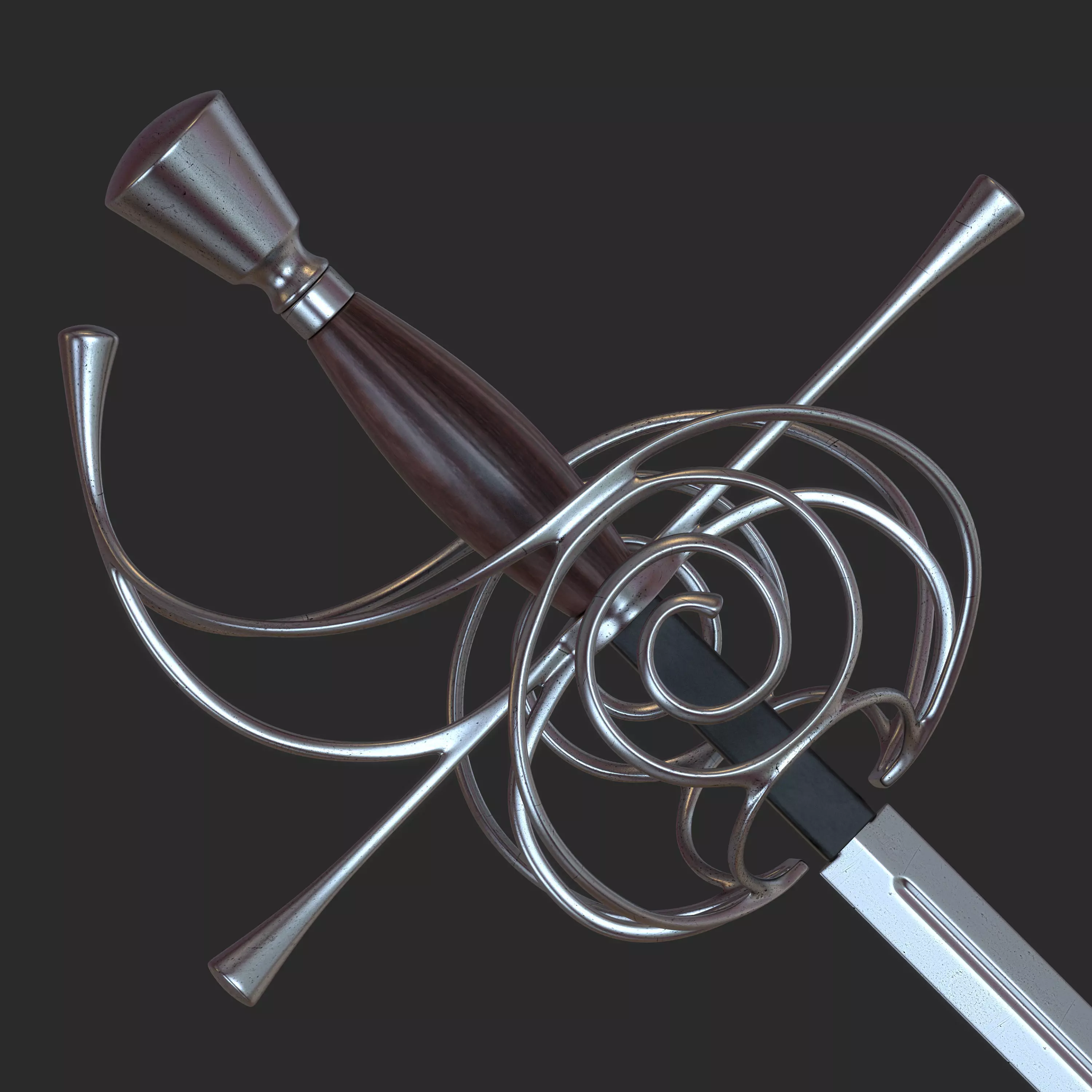 Rapier sword 3D model_0