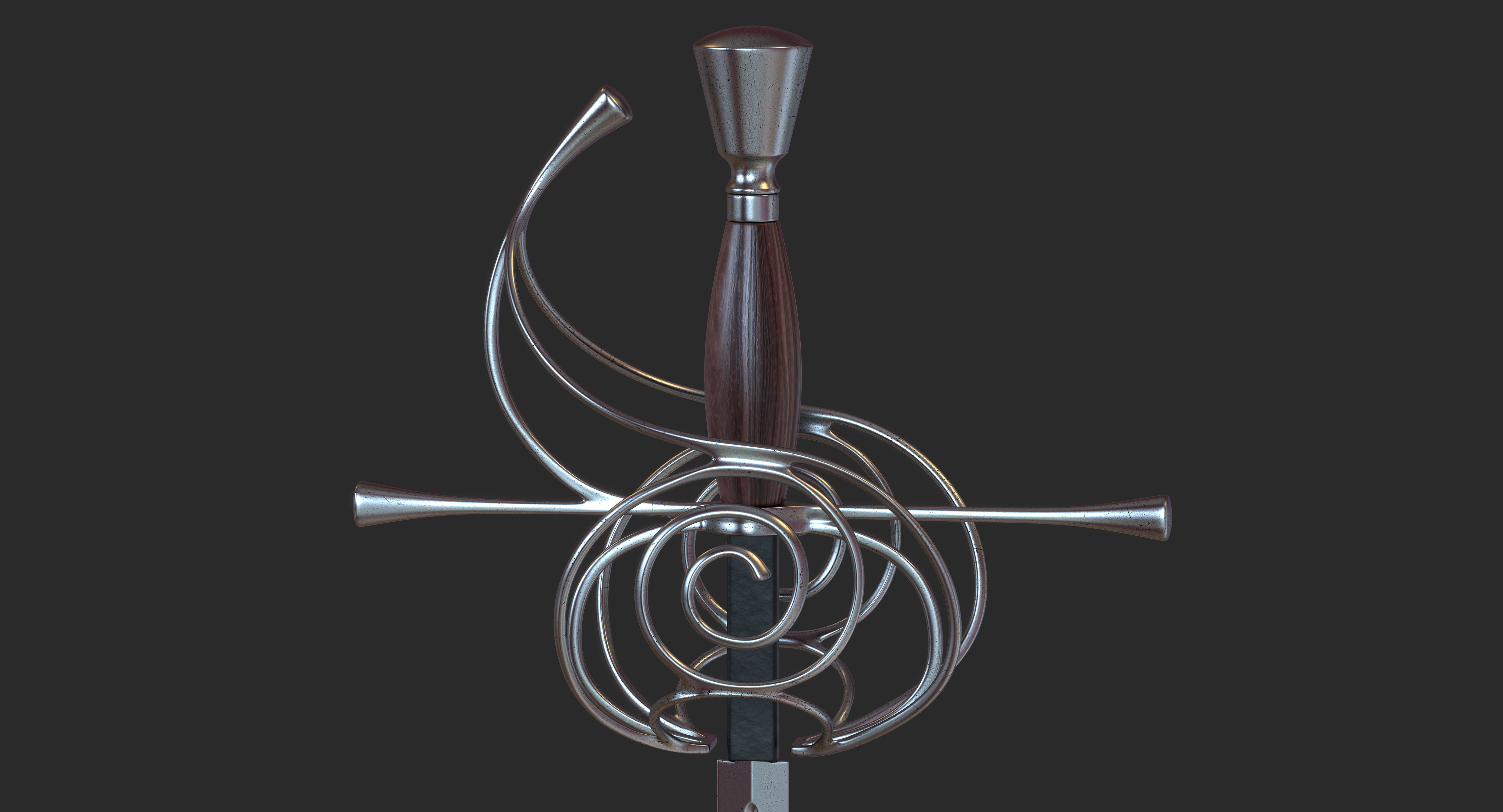 Rapier sword 3D model_2