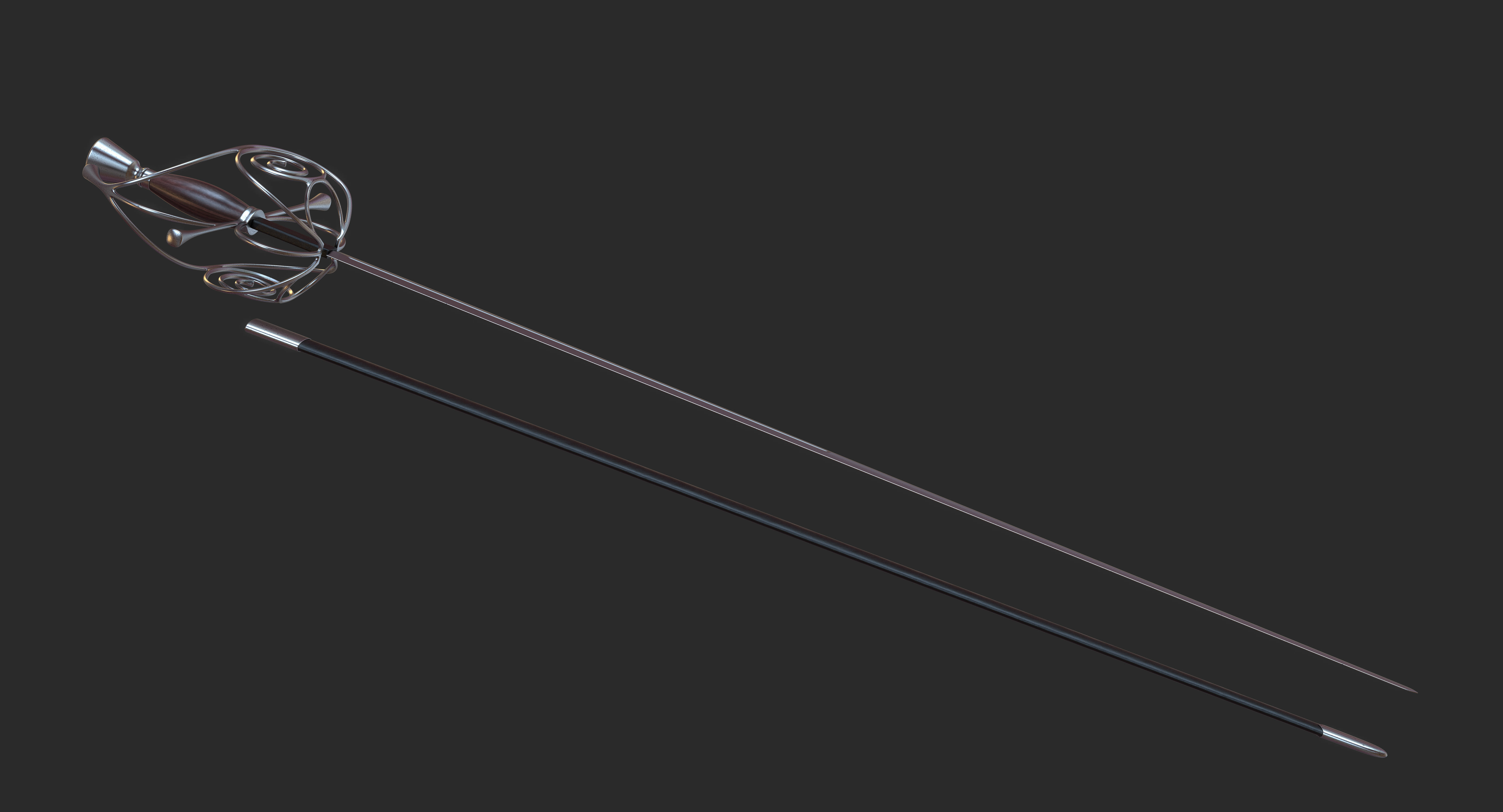 Rapier sword 3D model_6