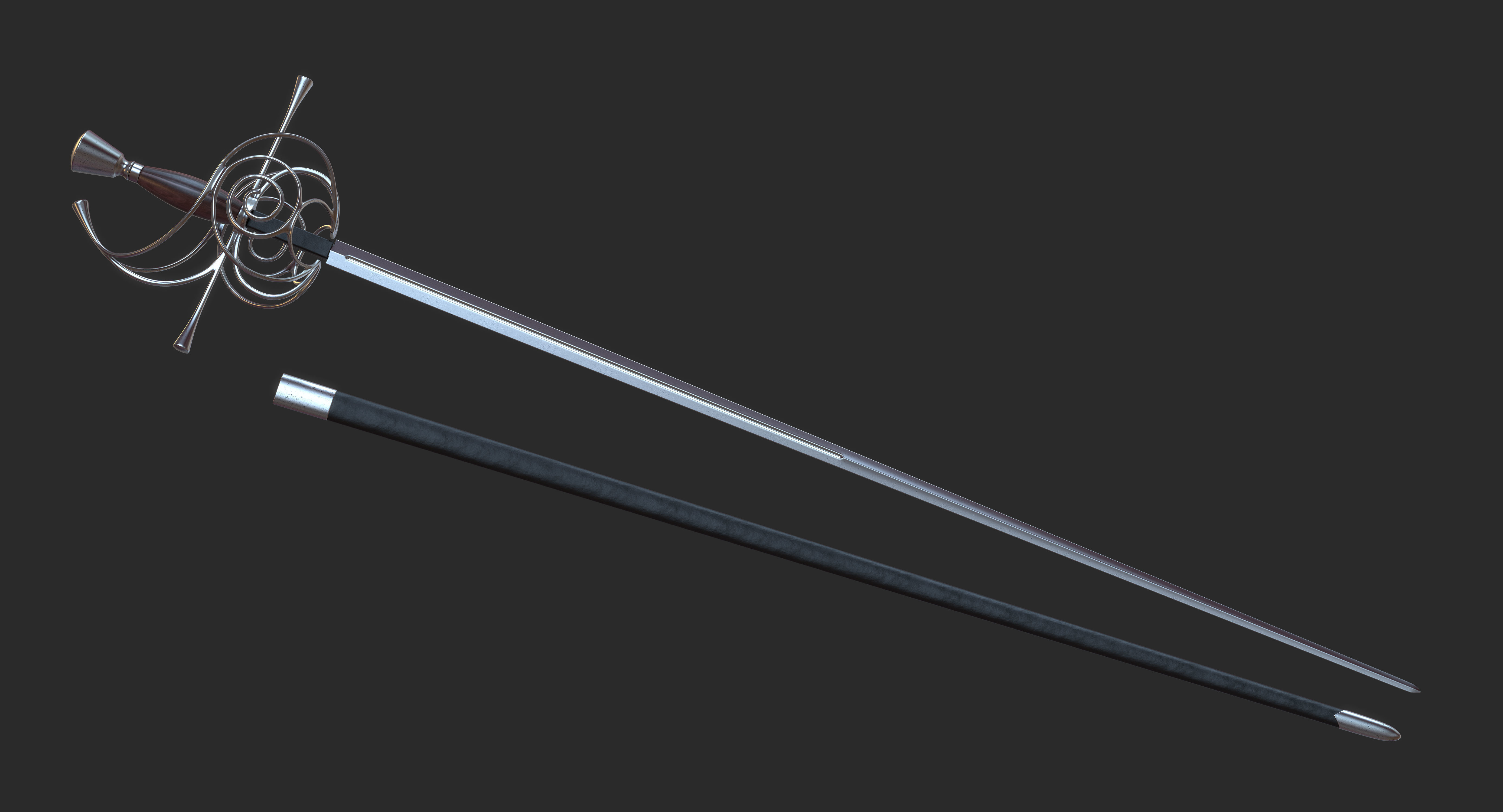 Rapier sword 3D model_5