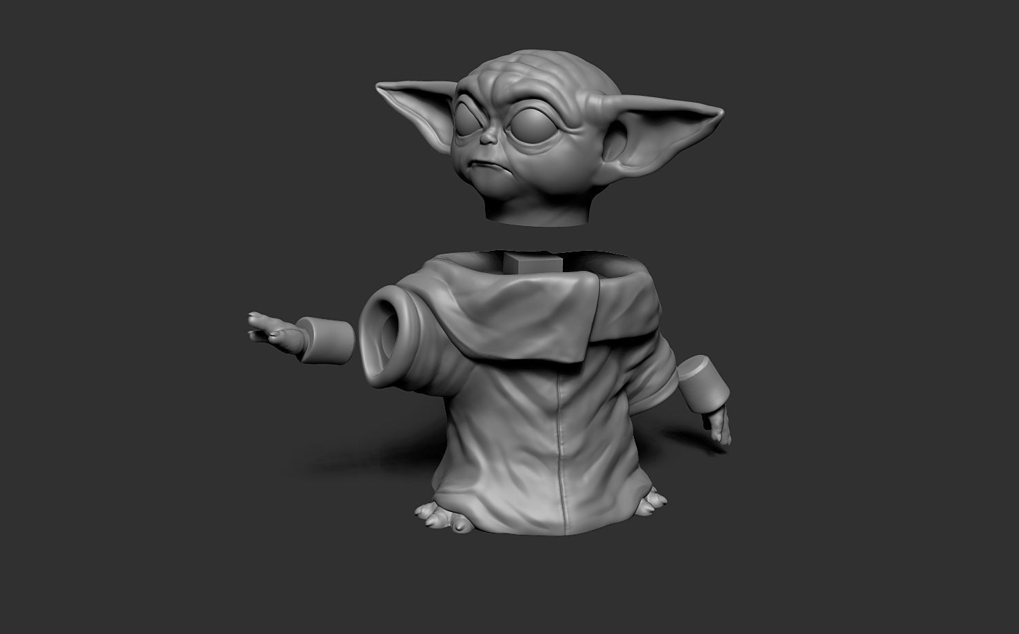 Baby yoda 3D print model_9