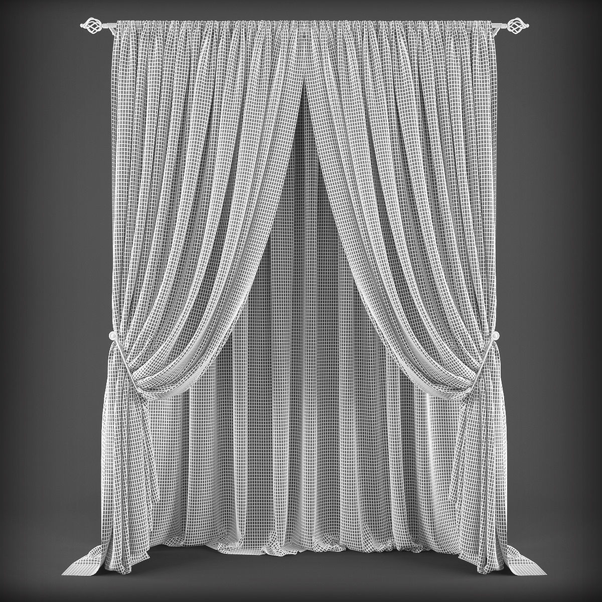 Curtain 3D Low-poly 3D model_1