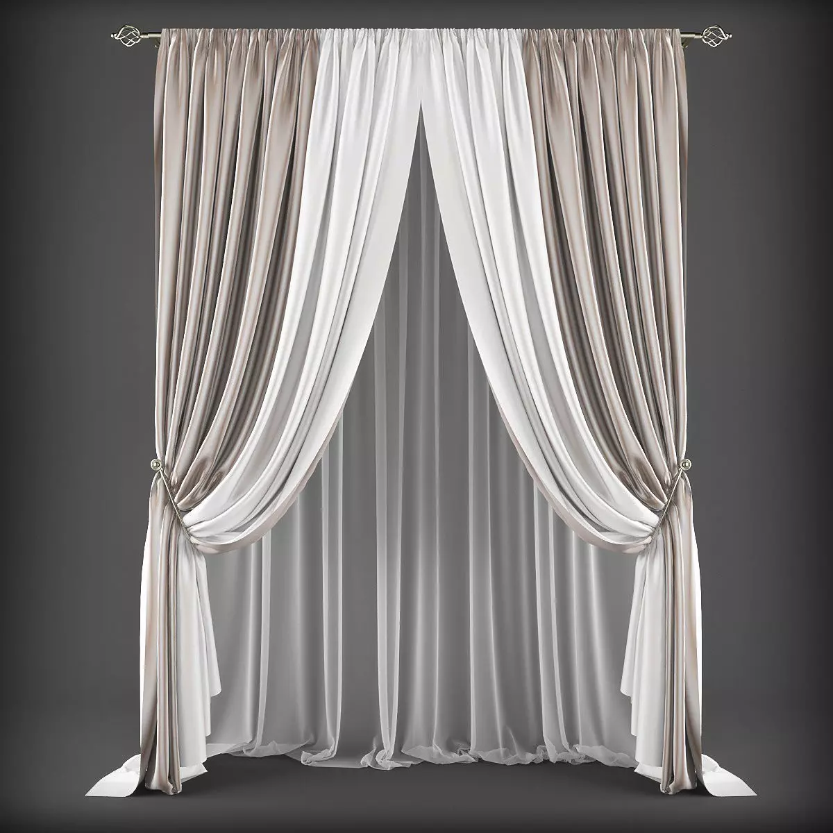Curtain 3D Low-poly 3D model_0